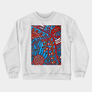 Red, white and blue modern mosaic print Crewneck Sweatshirt